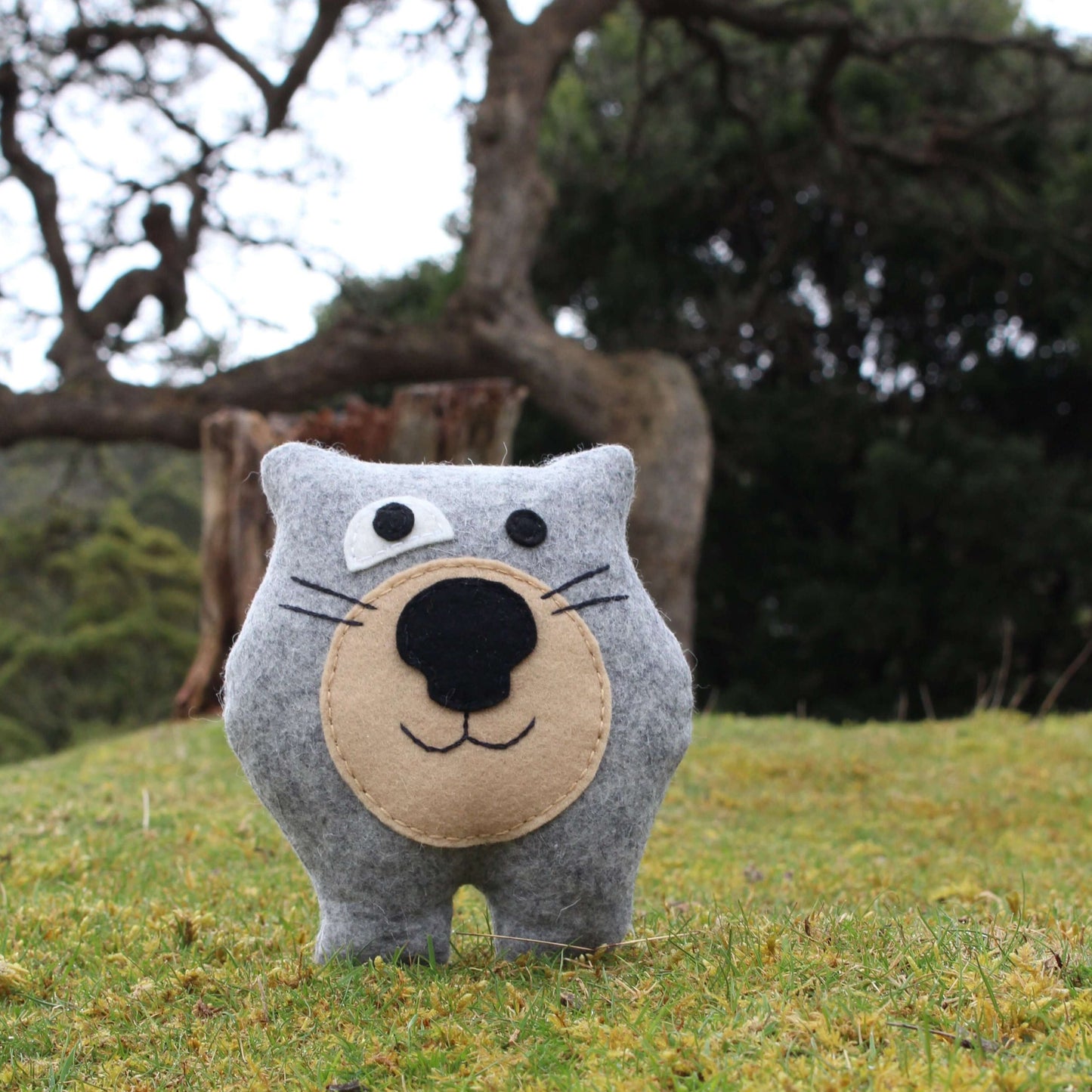 Wombat soft toy, Made from wool felt, Australian animal.Wombat soft toy. Handmade from wool felt in Tasmania, this cuddly plush toy is the perfect souvenir for Australian animal lovers of all ages.Tasmanian Softies