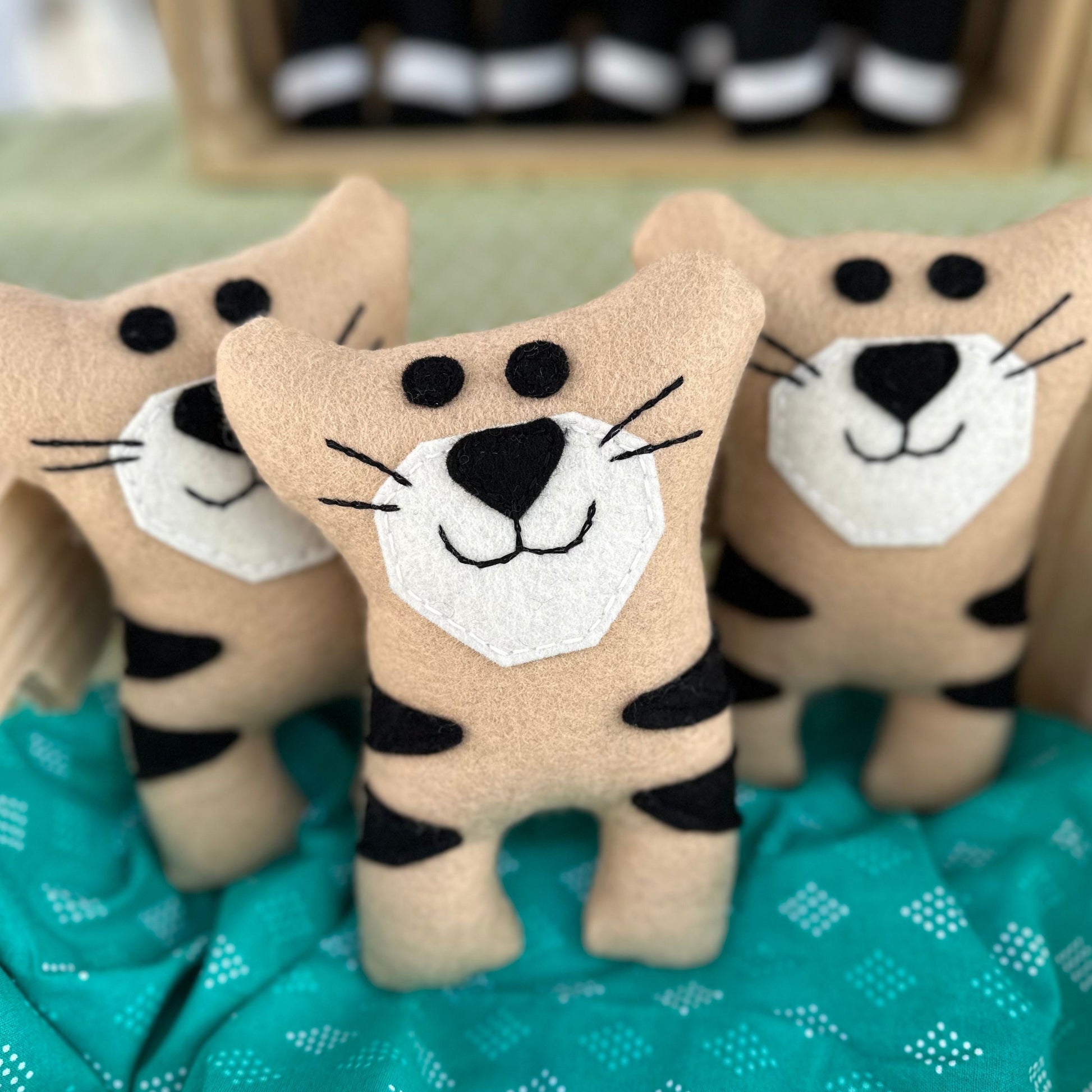 Tasmanian Tiger stuffed toy made from wool felt.Tasmanian Tiger plush toy . We secretly believe they are alive, hiding in the thick bush of Tasmania. Here is your very own Tassie Tiger soft toy. Made from wool felt.Tasmanian Softies