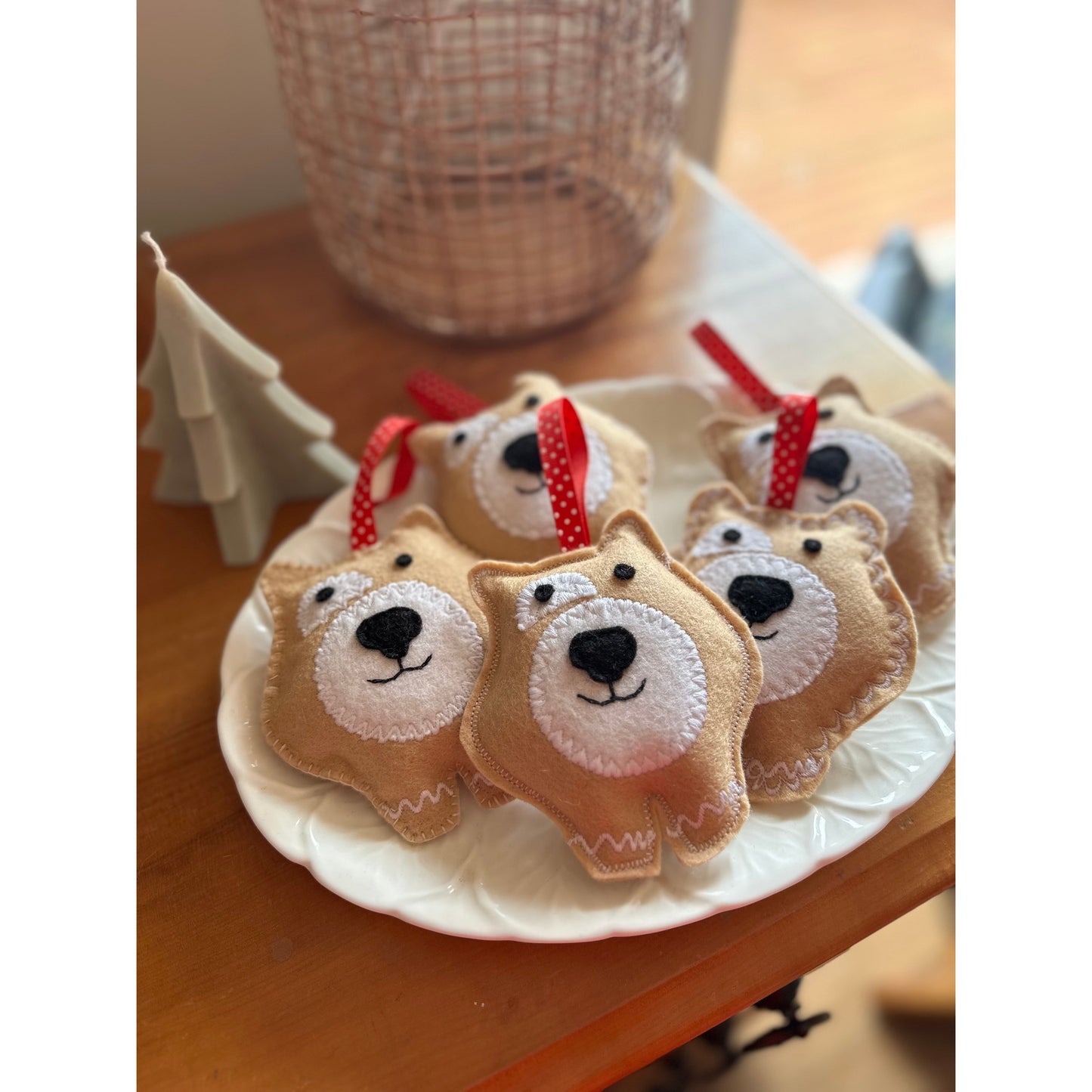 Wombat felt Christmas decorations Gingerbread style