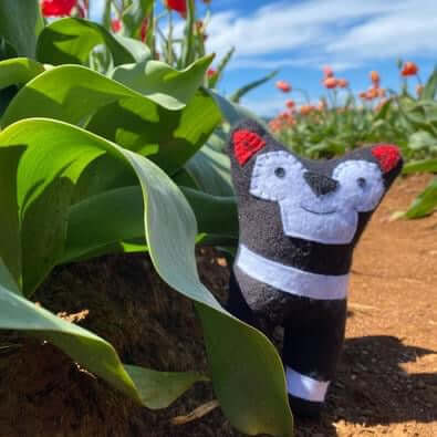 Tasmanian Devil soft toy made from wool felt"Show your love for Tasmanian Devils with this quirky handmade soft toy! Crafted with wool felt and designed with care. Made in Tasmania.Tasmanian Softies