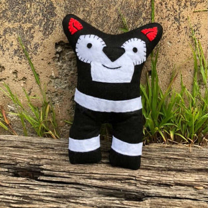 Tasmanian Devil soft toy made from wool felt"Show your love for Tasmanian Devils with this quirky handmade soft toy! Crafted with wool felt and designed with care. Made in Tasmania.Tasmanian Softies